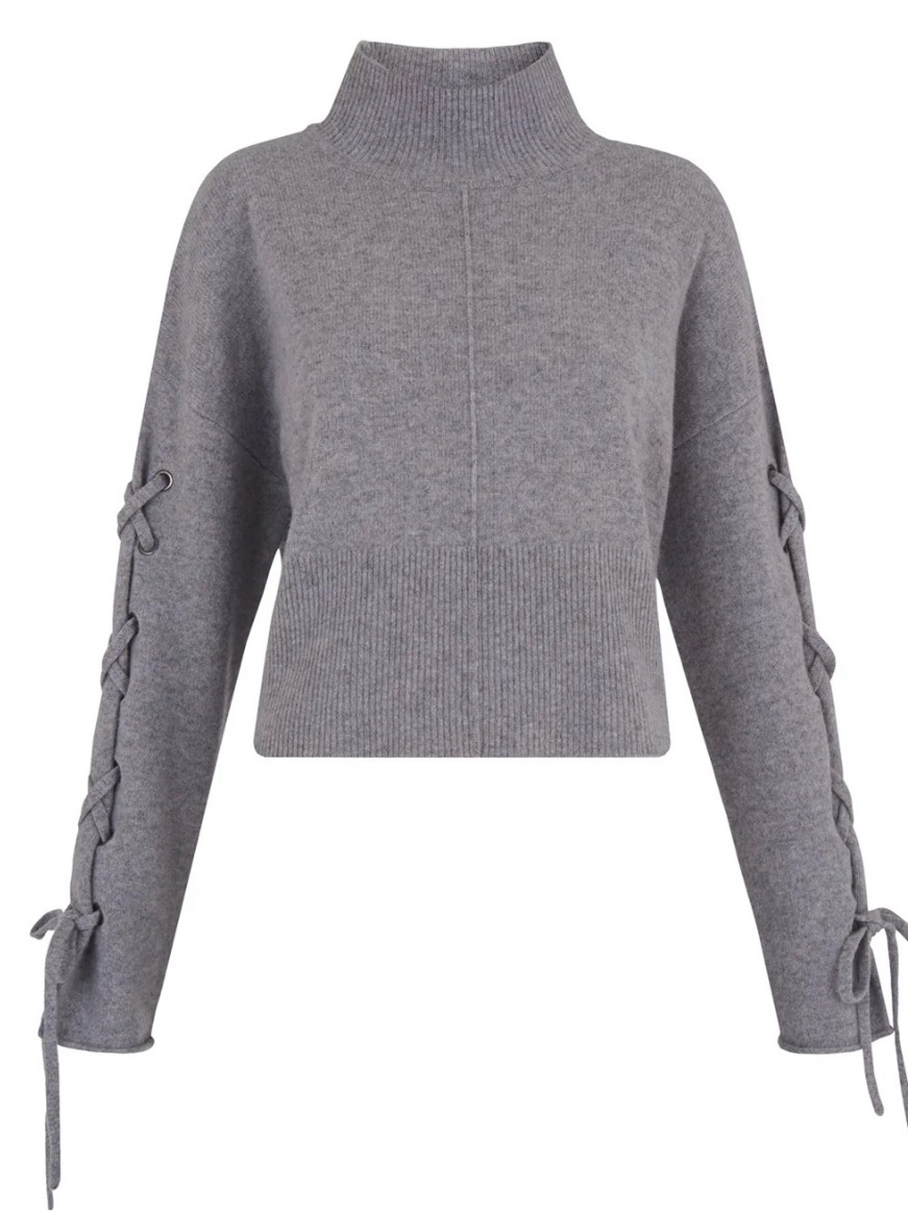Whistles gray merino wool sweater side tie details cropped cozy neutral sz small
